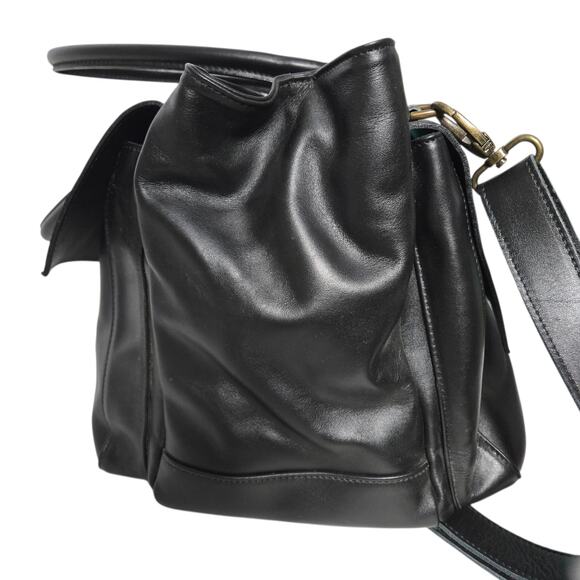 CORSIA Leather Tote Bag Satchel Black Crossbody Strap Handle Carryall Structured - Picture 9 of 15